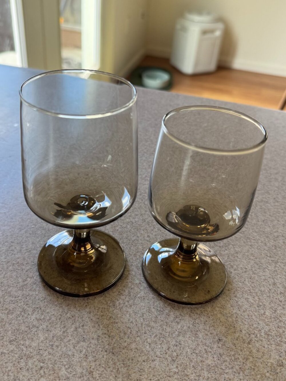 Two Tawny Stemmed Glasses